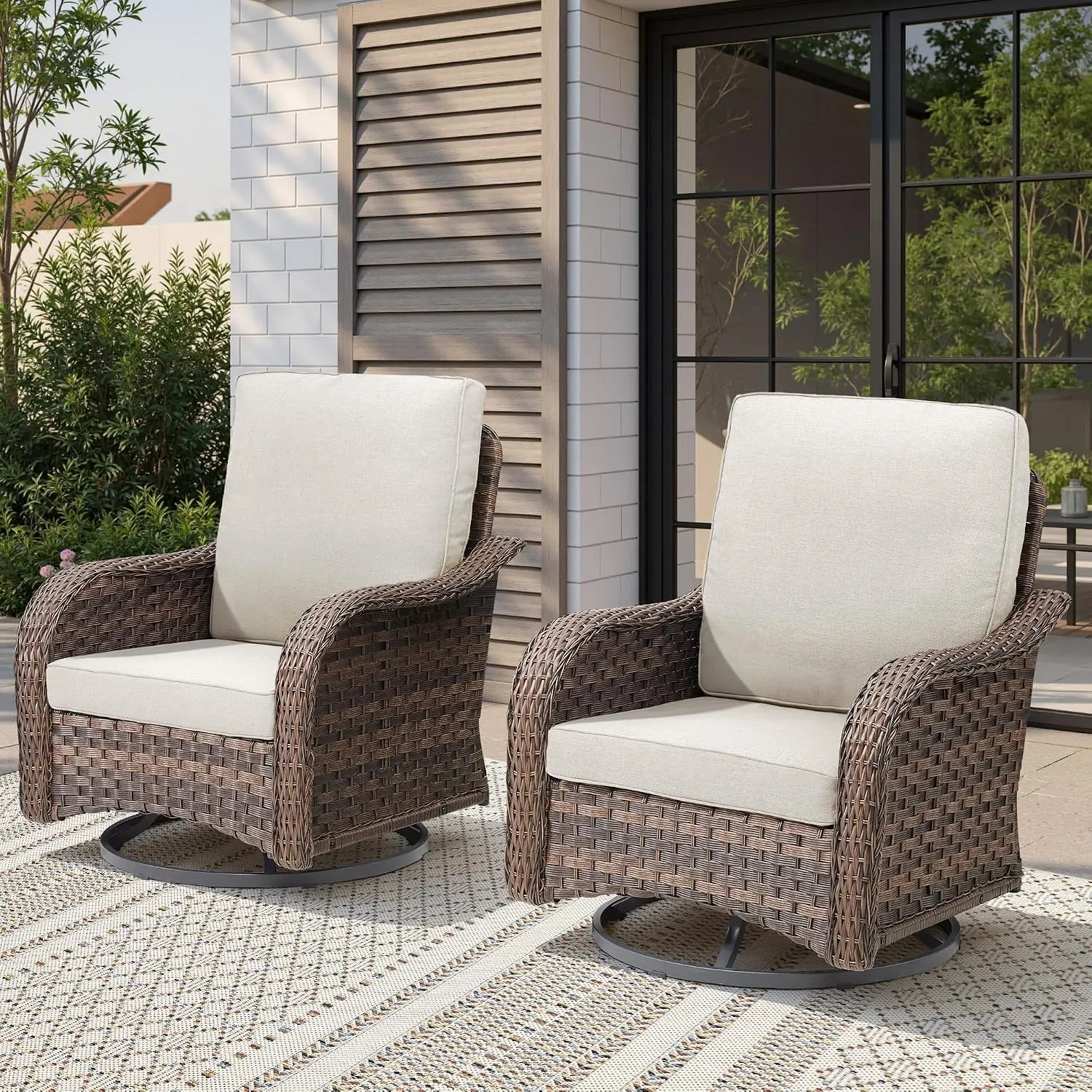 Swivel Rocker Patio Chair 360° Gliding Wicker 4