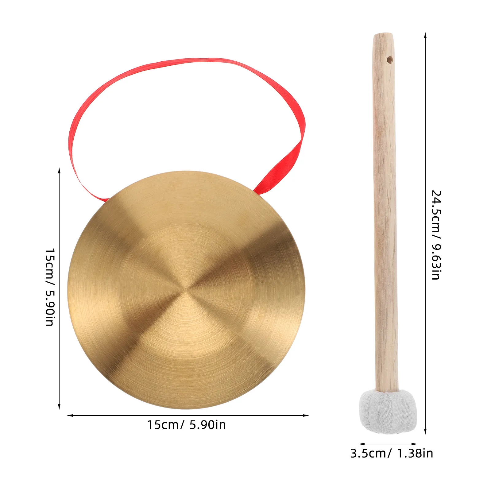 1Set Mini Handheld Copper Gong Alloy Brass Traditional Percussion Instrument Meditation Music Education Small Chinese Gong with