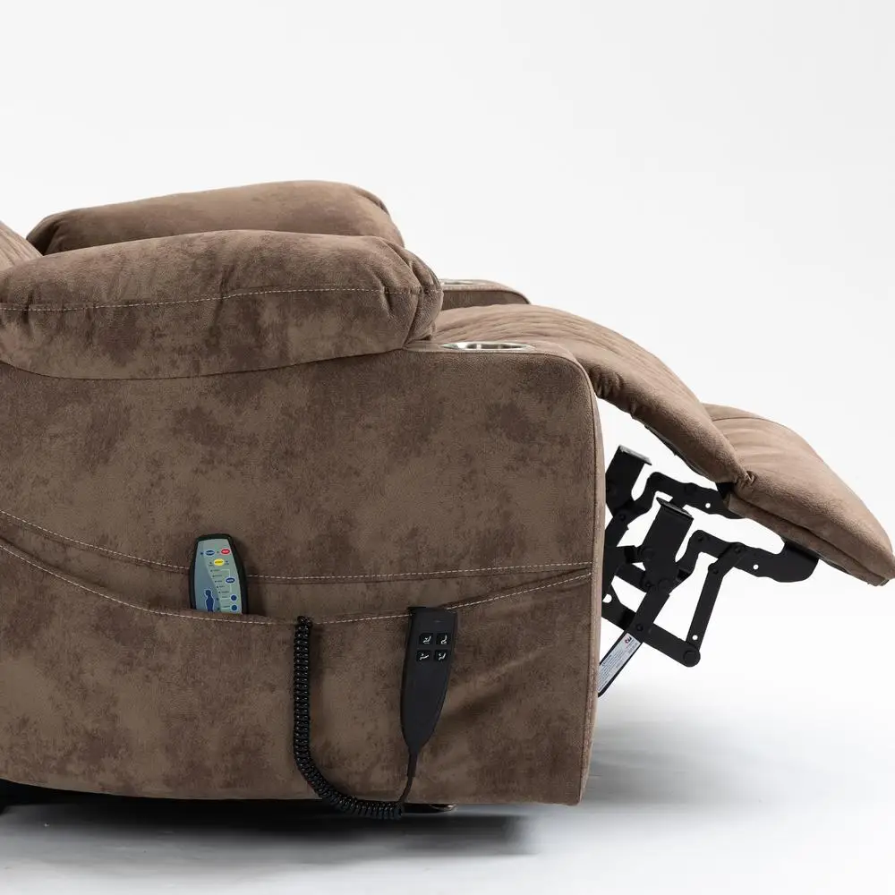 كرسي كرسي رفع كهربائي كبير الحجم لكبار السن طويل القامة تدليك مخملي ساخن سعة 400 رطل مسطح 180 درجة #3