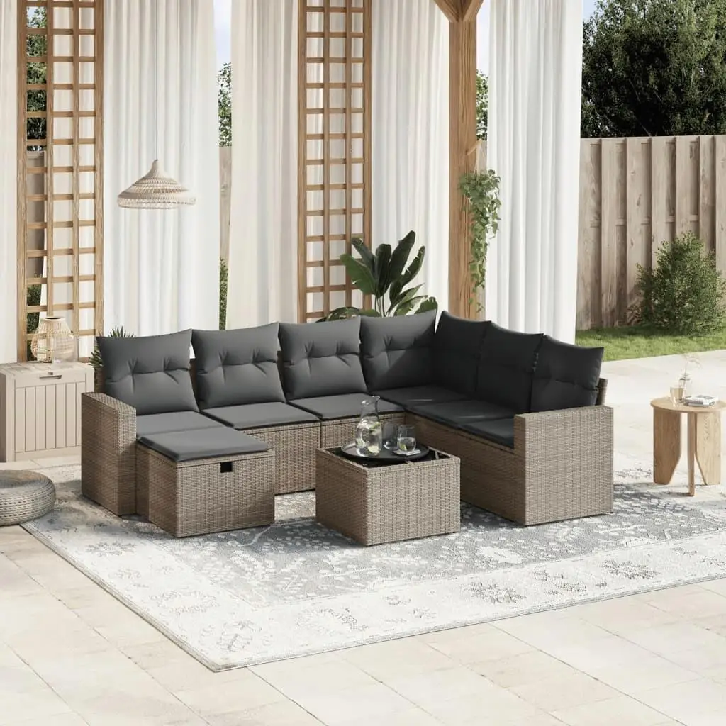 

Spacious Grey Poly Rattan Outdoor Modular Sofa Set for Garden Patio Seating