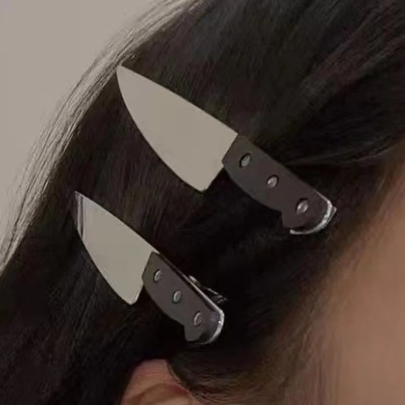 1/2pcs Creative New Gothic Emulation Knife Hair Clips Side Bangs Hairpin Funny Weird Knife Hairpins Women Girls Hair Accessories