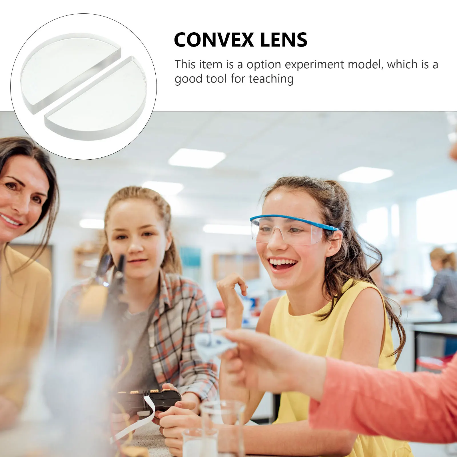 2Pcs Semicircular Glass Optical Lens Physics Teaching Aids Precision Light Convergence Experiment Physics Equipment