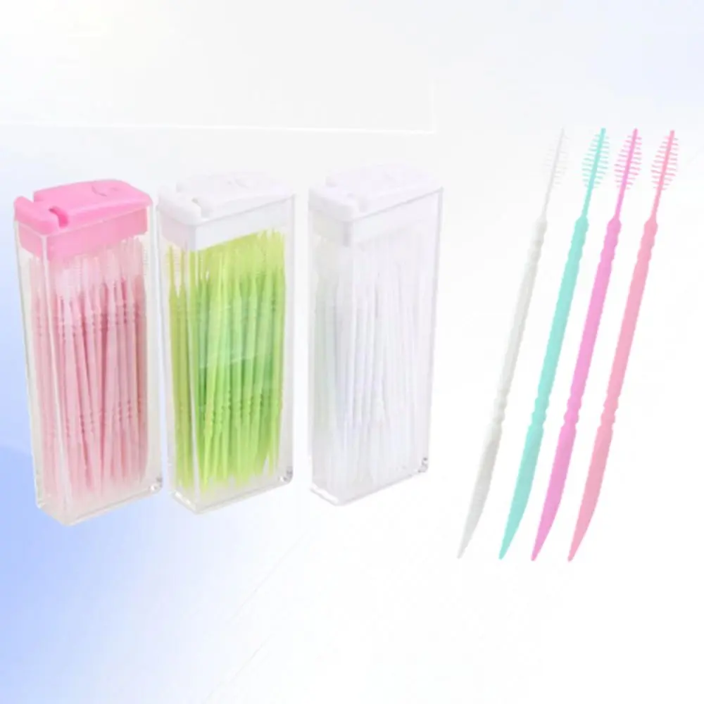 300/60 Pcs Disposable Double-ended Toothpick Plastic Portable Fish Bone Shaped Interdental Brush Gum Care Oral Cleaning