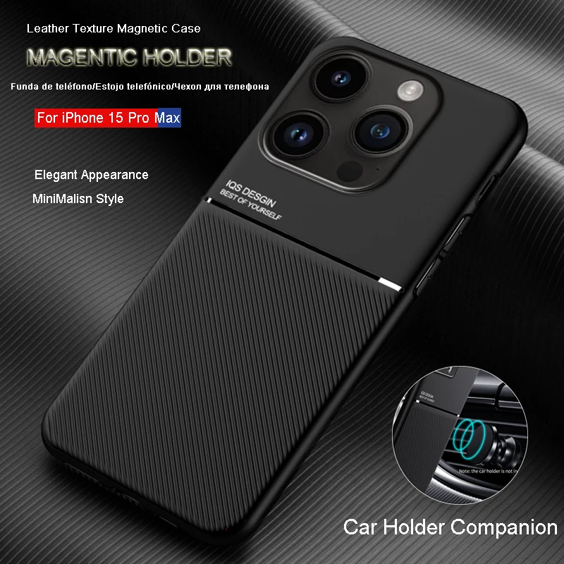 Casing ponsel magnetis tahan guncangan, casing ponsel magnetis, casing silikon kulit penyangga ponsel iPhone 15 Pro Max