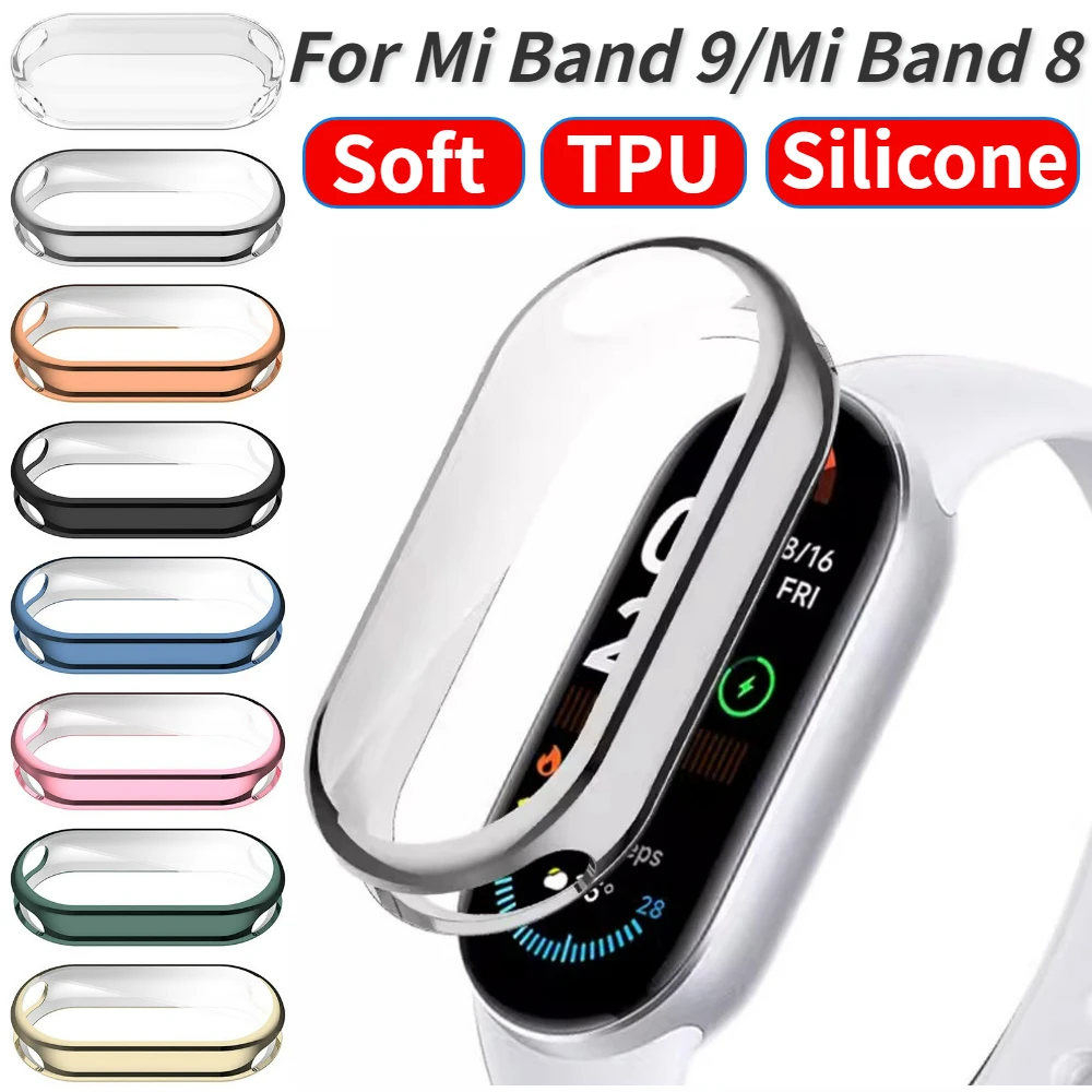 

Soft TPU Watch Case for Xiaomi Mi Band 9/8 Smart Watch Bumper Screen Protector Anti-Scratch Cover for Mi Band 9/Mi Band 8 Shell