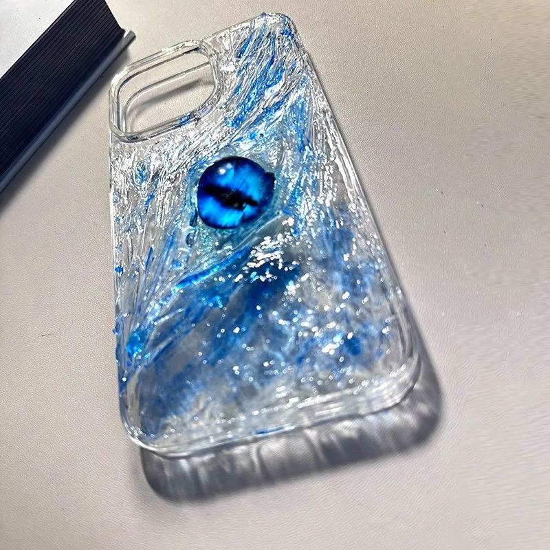 luxury Gojo Satoru 3D Ice Blue Eye Crystal Phone Case protection for iPhone 16 15 13 12 11 14 Pro Max XR XS X 14 Plus Soft Coque