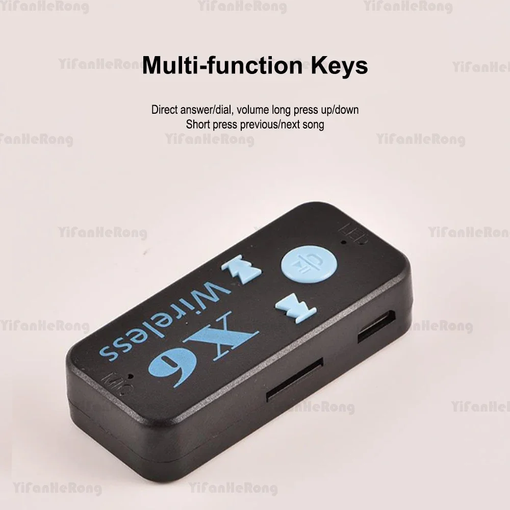 X6 Bluetooth-compatible Receiver 3.5mm Aux Jack USB Wireless Audio Adapter Handsfree Support TF Card MIC Call Mp3 Player