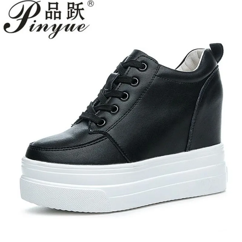 

11cm Women's Platform Shoes Autumn Genuine Leather Casual Women Shoes Thick Sole Female Chunky Sneakers Vulcanized shoes 33 40