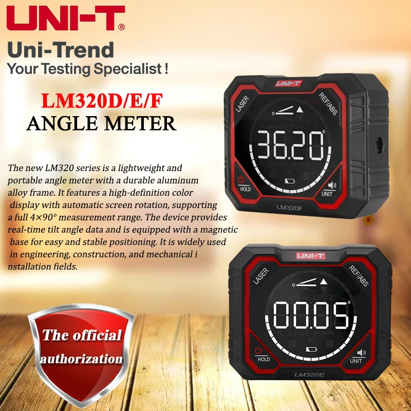 

Измеритель угла UNI-T LM320D/LM320E/LM320F; Диапазон измерения 4*90 ° /Литиевая батарея/Развительное и абсолютное измерение знаний