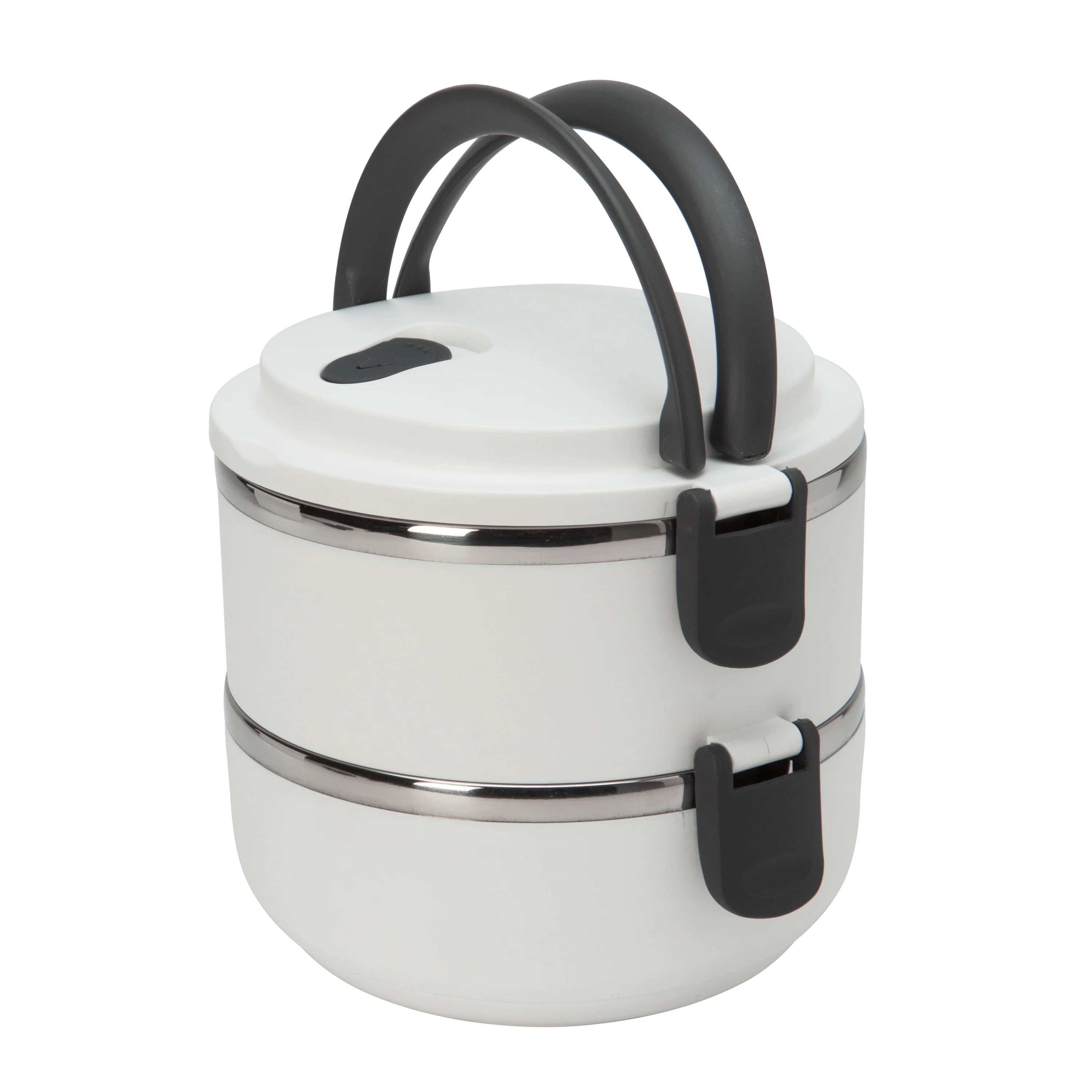 

2-compartment stainless steel lunch container with secure lid