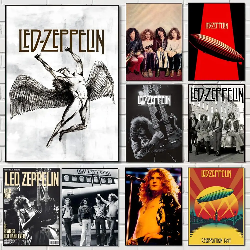 British Rock Band L-Led Zeppelin Poster Pegatina artistica HD autoadhesiva impermeable para salon dormitorio