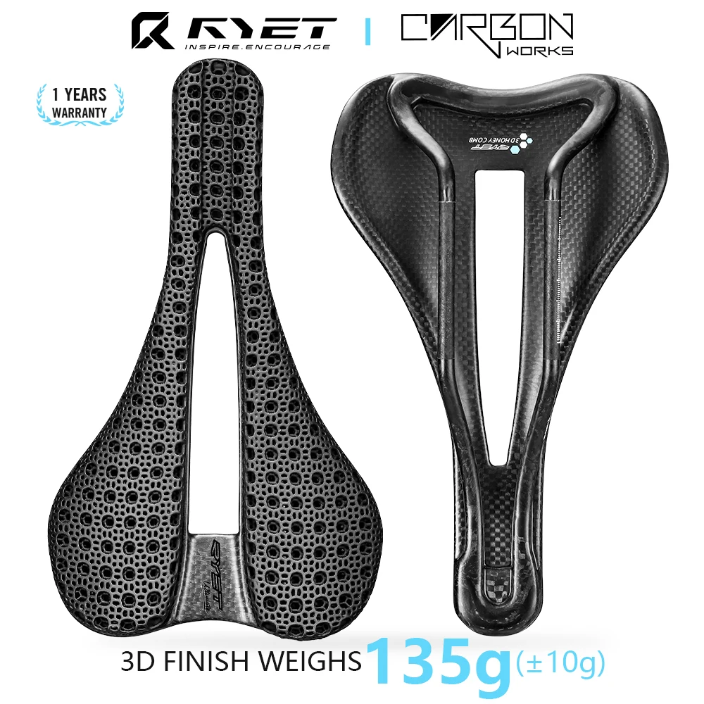 2024 RYET Carbon 3D Printed Bike Saddle 140MM  7*9 Bike Seating EVA 3D Triathlon Road MTB Mountain Gravel Cycling Cushion Parts