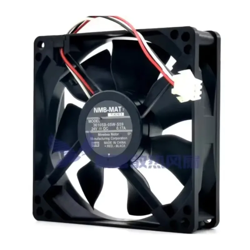 

NMB 3610SB-05W-S59 DC 24V 0.17A 90x90x25mm 3-Wire Server Cooling Fan