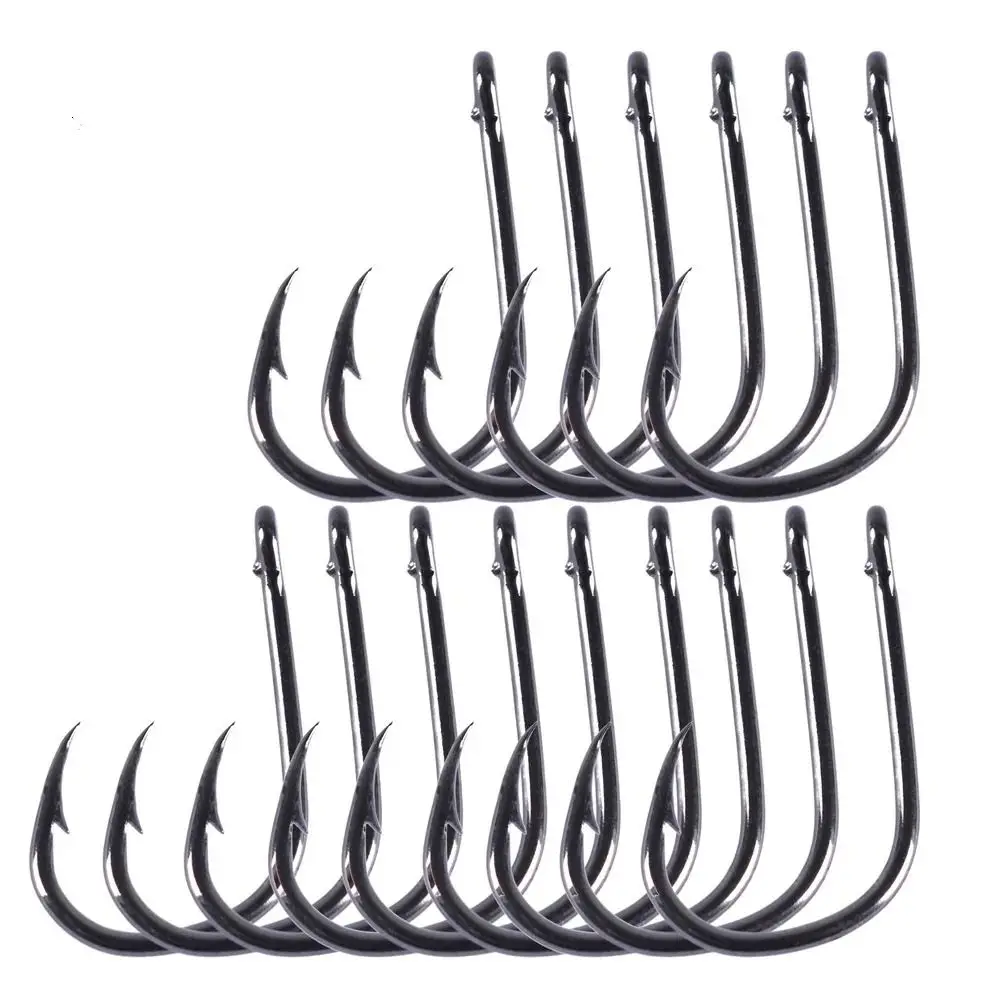 50/100 Pcs High Carbon Steel Barbed Fishing Hooks Flat with Loop Metal Barbed Hooks with Barb Strong Hand Fishing Hooks