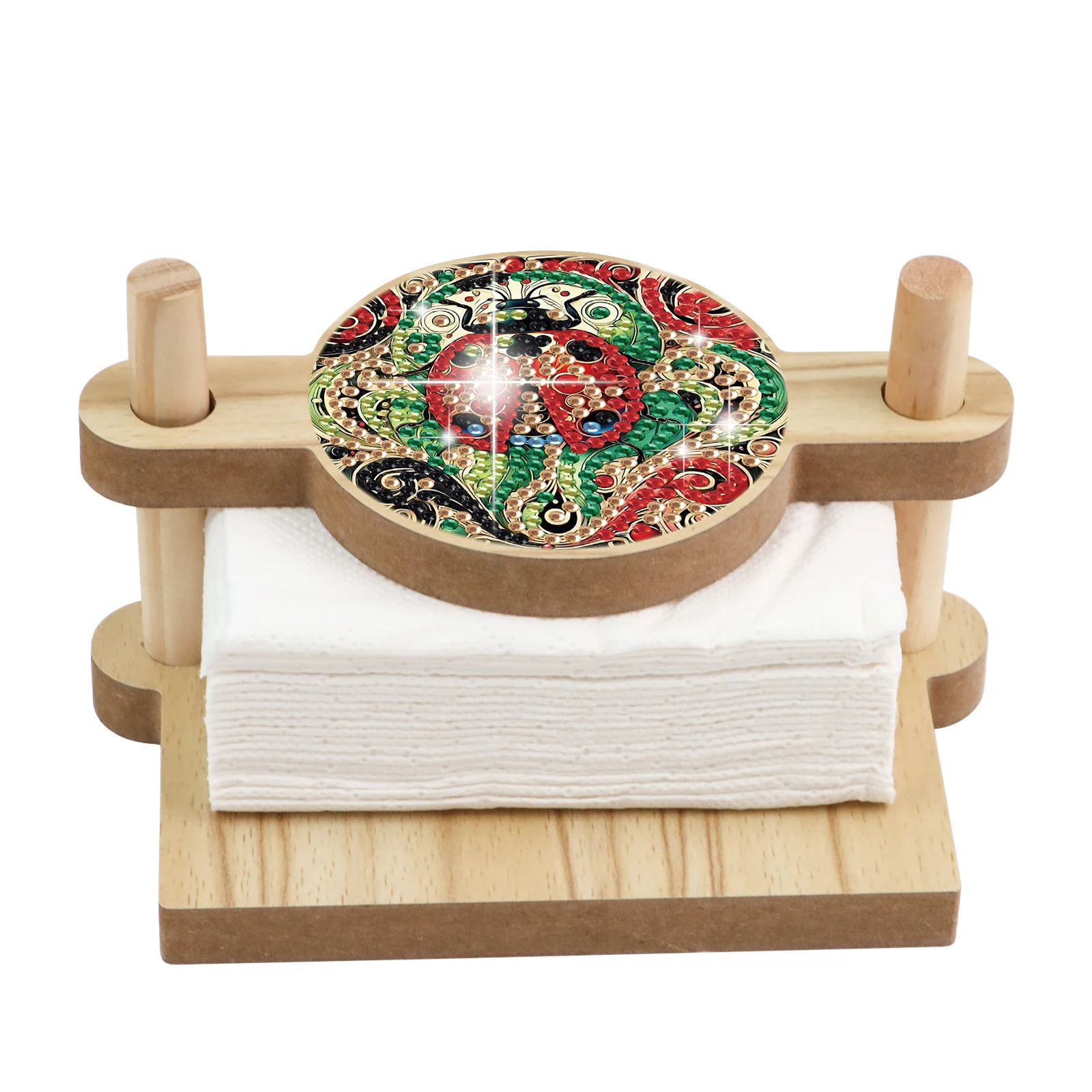 Kits de suporte de tecido de pintura diamante, joaninha diy artesanal padrões de arte diamante kits de suporte de tecido para decoração de mesa presente criativo