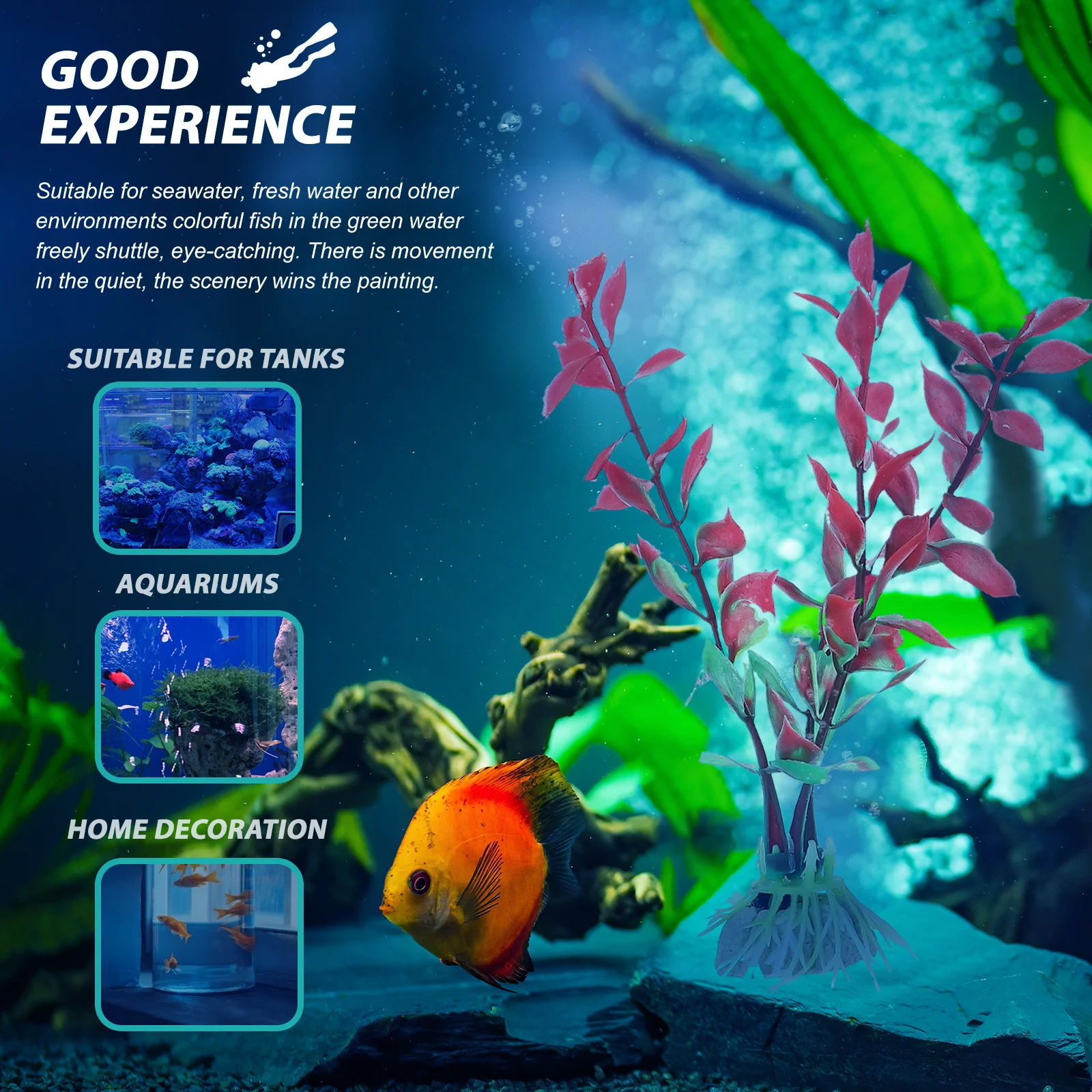 

10Pcs Realistic Aquarium Plants Fake Plants Decor Plastic Grass Fish Tank Decorations Underwater Plant Landscape Accessories