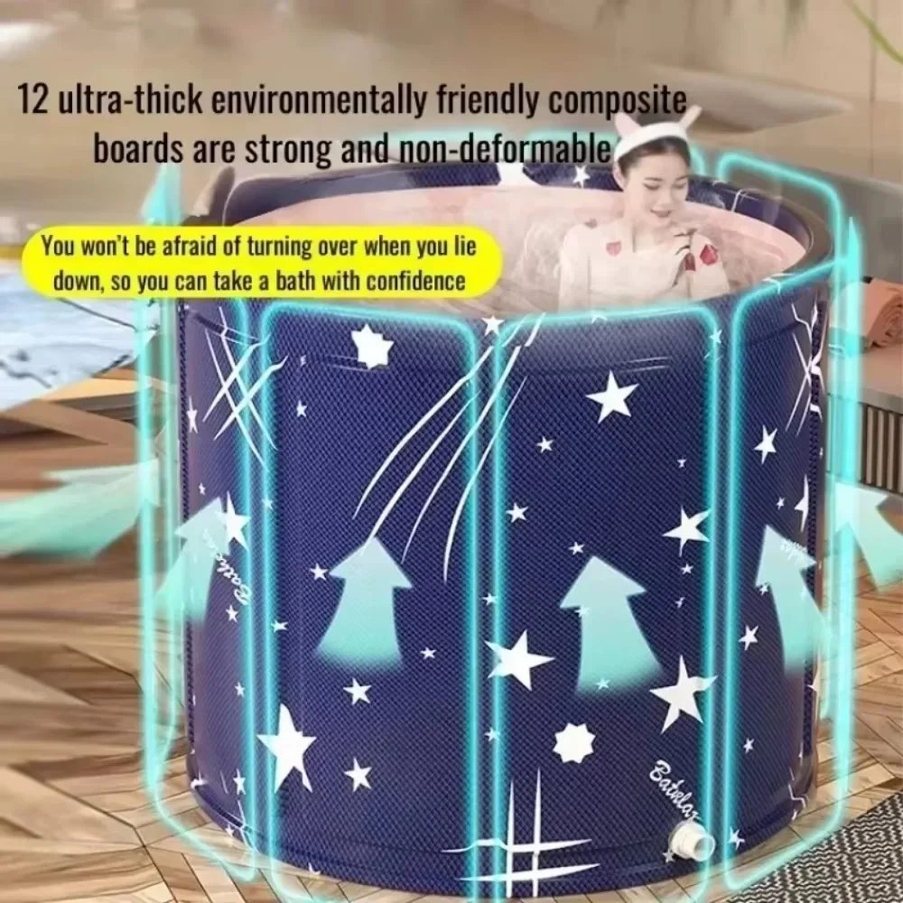 Thickened Insulated Foldable Adult Bathtub Portable Enlarged Round Bathing Bucket Multifunctional House Bathroom SPA Bath Tub