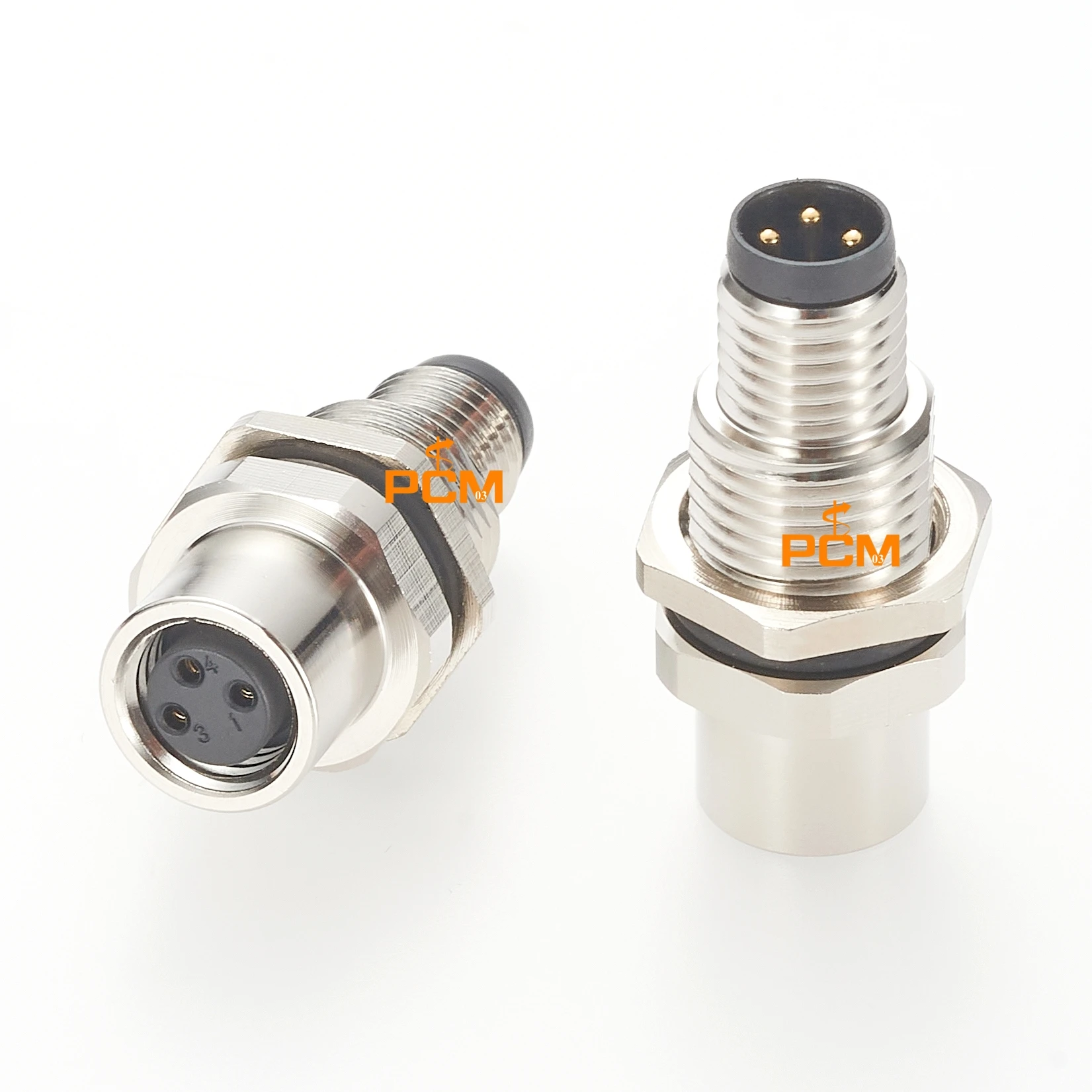2pcs M8 3Pin Female to Female Coupler IP67 Waterproof Circular Panel Mount Connector Metal M8 Aviation plug Sensor connector
