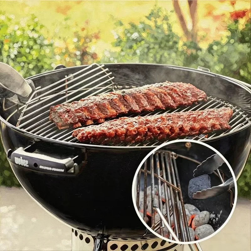 Outdoor BBQ Accessory round Split Design Cooking Grate Thick Coated Steel Charcoal Grill Replacement Grid for Enhanced Cooking