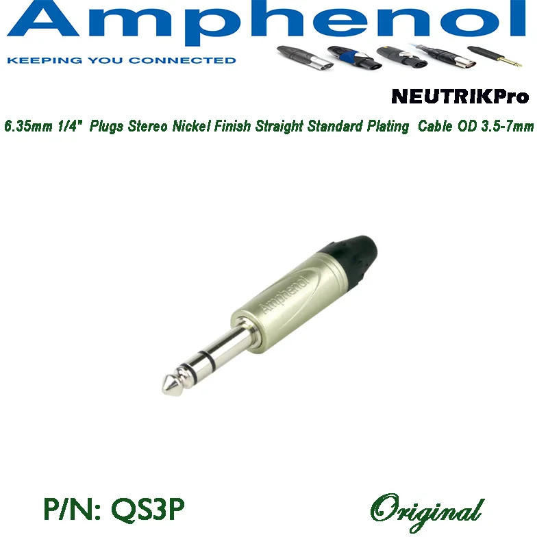 Amphenol Audio QS3P Q Series 1/4″ 6.35MM Stereo Straight Nickel Finish Standard Plating  Jack Plug