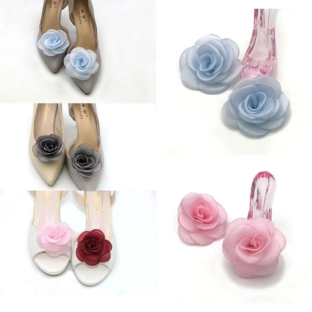 2 pezzi accessori tacco alto sposa fibbia con ciondolo rimovibile fiore rosa scarpe fibbie decorazioni per scarpe