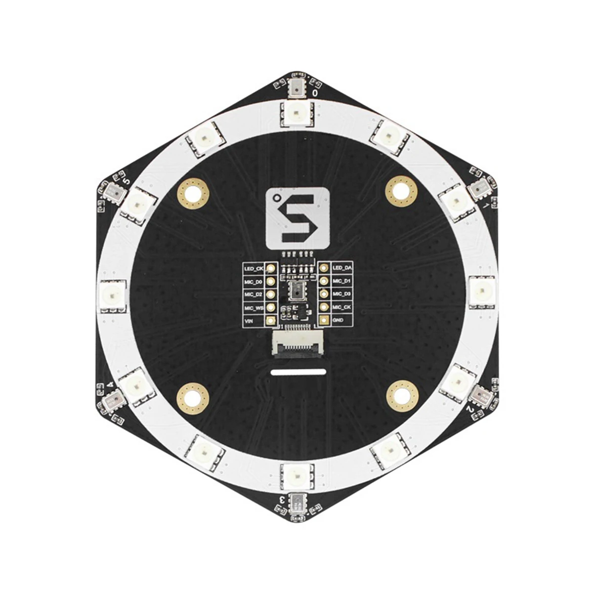 Mic6 Microphone Array Sound Source Location Tracking Module Expansion Board MSM261S4030H0 AI with 12 SK9822 LED