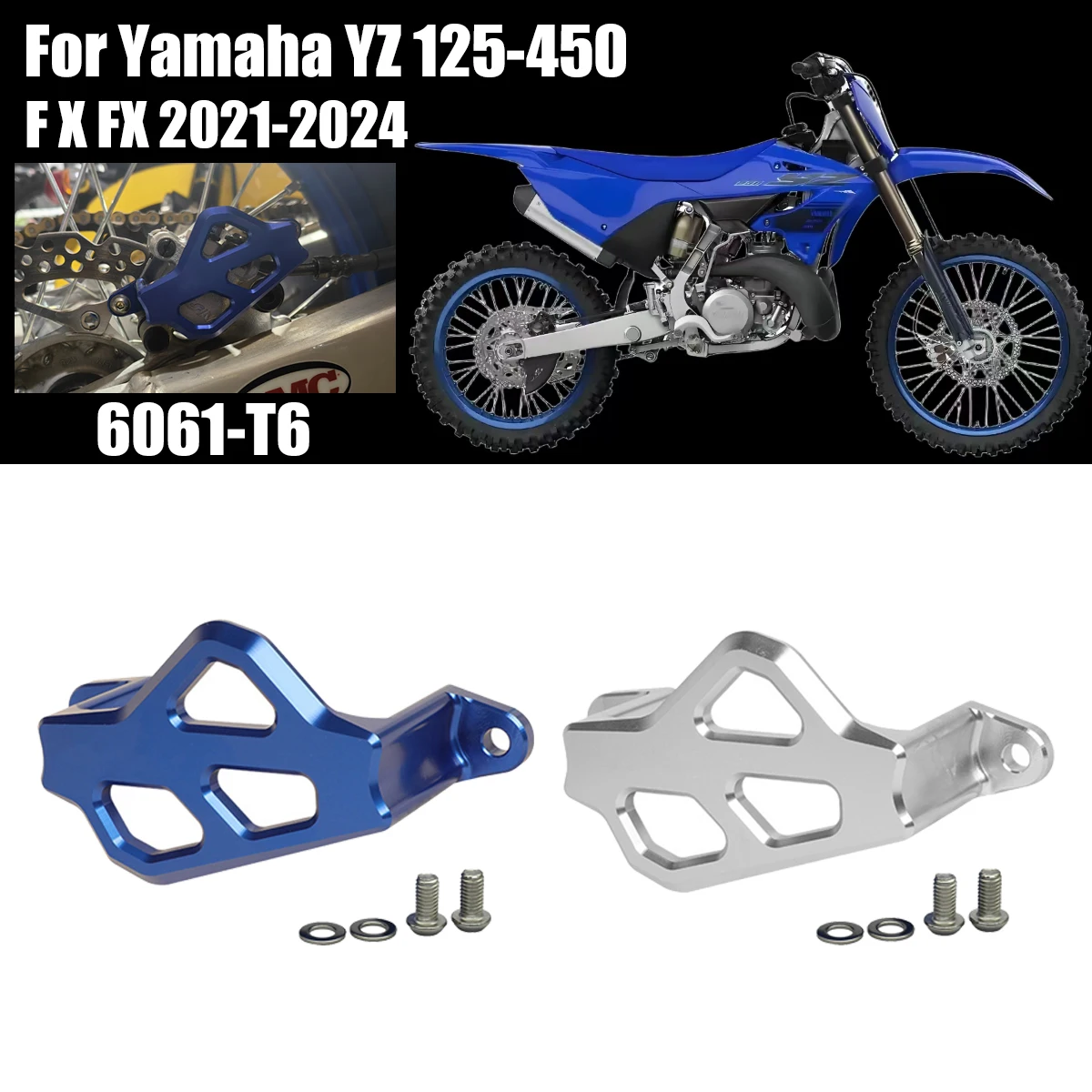 

For Yamaha YZ125 YZ250 YZ125X YZ250X YZ250F YZ450F YZ250FX YZ450F MONSTER NEW 2024 CNC Rear Brake Caliper Guard Protector Cover