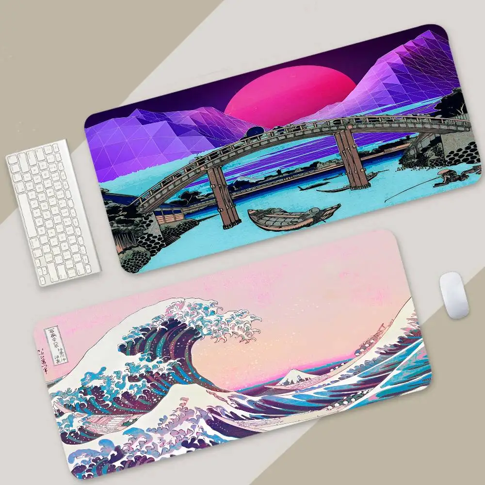 Japan Sea Wave XXL Mouse Pad Gamer Computer Mousepad Tablet Keyboard Gaming Accessories