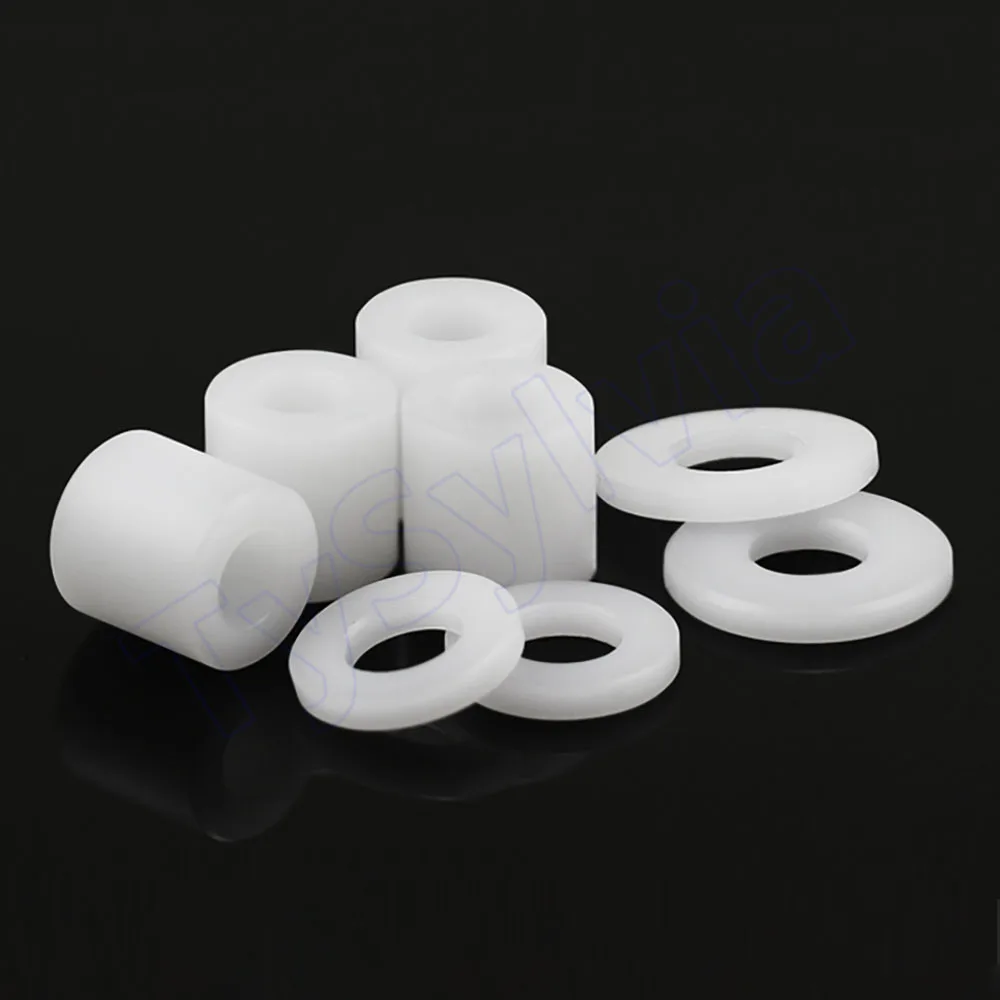 M3.1-M10.5 White Round POM Plastic Washer - Non Threaded Hollow Bushing Standoff Spacer Sleeve OD 6mm-20mm Height 1mm-20mm
