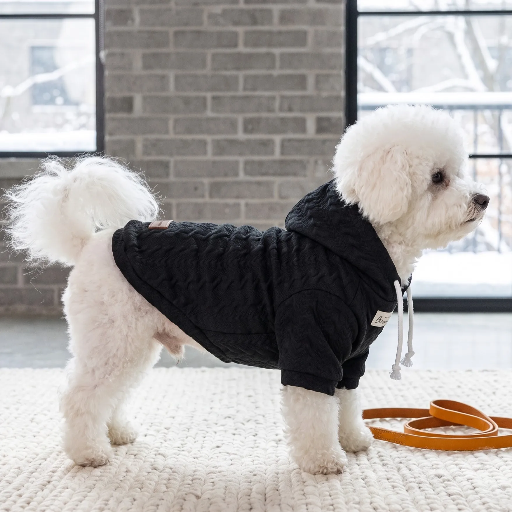 Hundeweste für Herbst und Winter, Plüschweste für Haustiere, Hundekleidung mit Liebesmotiv, Weste für Haustiere mit Zugriemen, dicke und warme Hundeweste. – Detail 4
