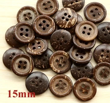 50pcs/lot Size: 15mm Round Natural Coconut Buttons 4 Hole Bulk Button Accessories Sewing (JA-1132)