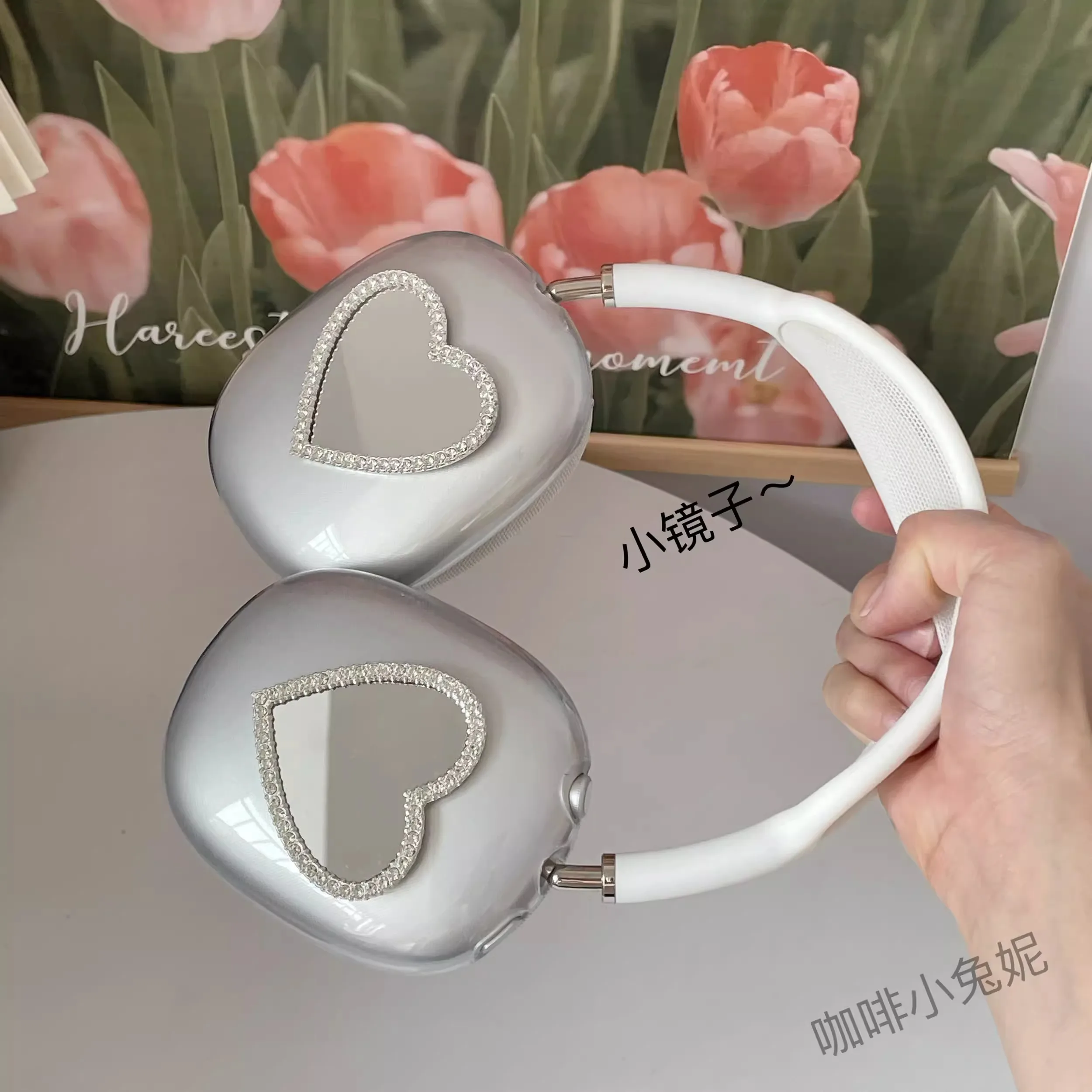 Original Heart MirrorY2K Airpods Max Headphone Case Cover Soft Shell Custom Art Airpods Case Headphones Accessories Decoration