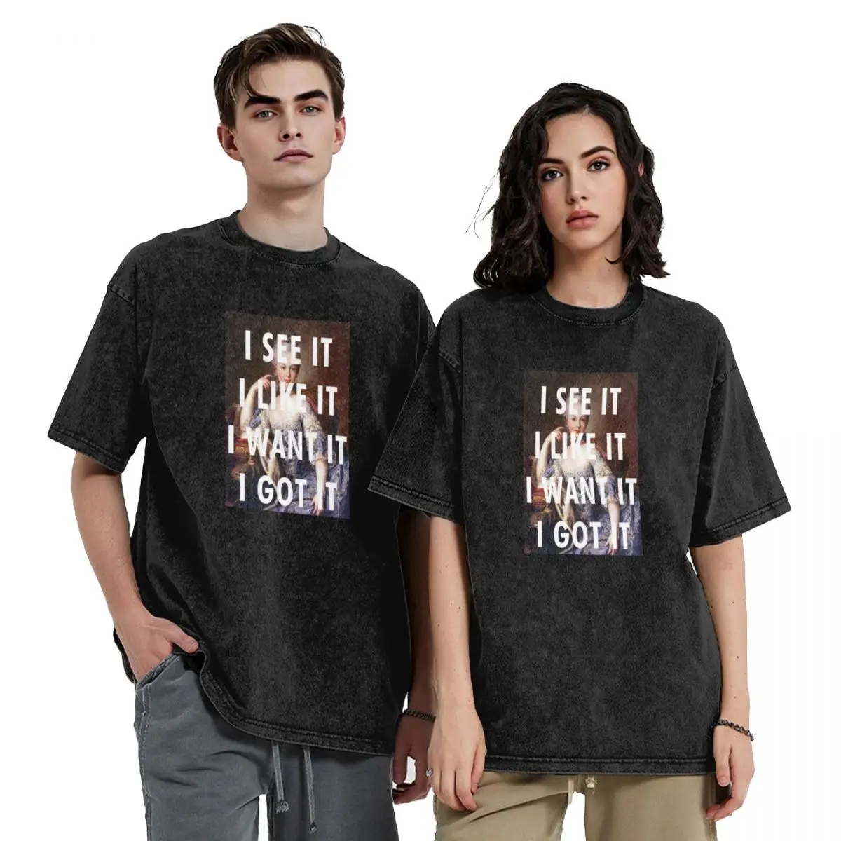 

MARIE ANTOINETTE SWEETENER I SEE IT I LIKE WANT GOT T-Shirt vintage customs funny shirt cotton Men's clothing