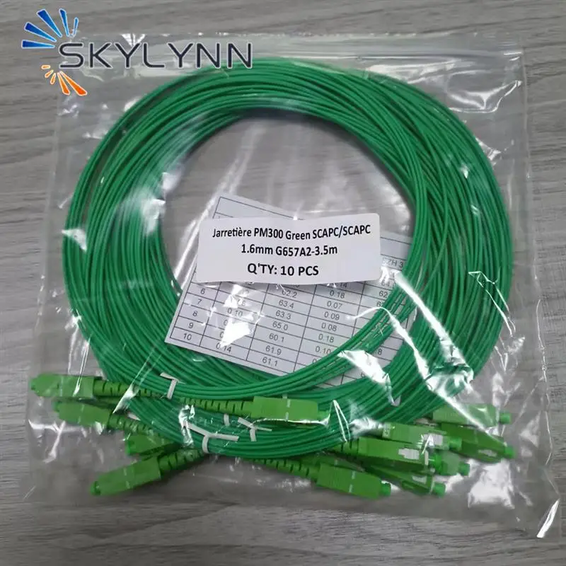 New! Customized 100 PCS SC/APC-SC/APC Single Mode G657A2 Simplex Core 1.6mm Diameter Fiber Optic Patch Cord Green LSZH Jacket