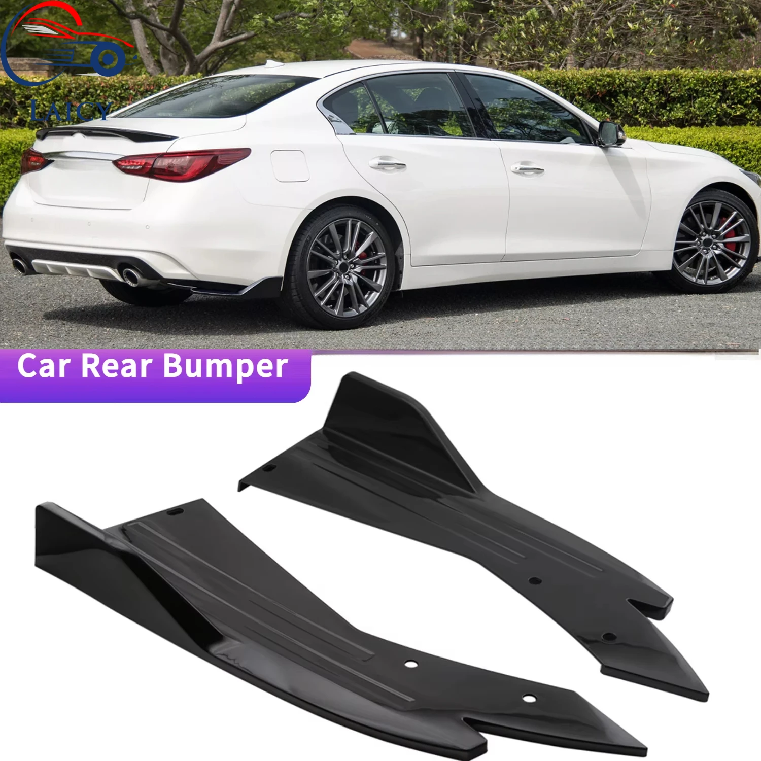 

LAICY For Infiniti G37 Q50 Q60 Car Rear Bumper Spoiler Lip Splitter Diffuser Body Kit Side Skirt Protector Covers Glossy Black