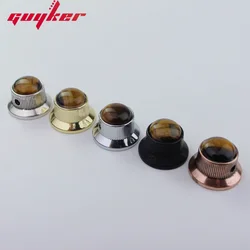 3 PCS Guyker Potentiometer Knob Electric Guitar Bass Metal Control Volume Knob Hat Type Amber Surface