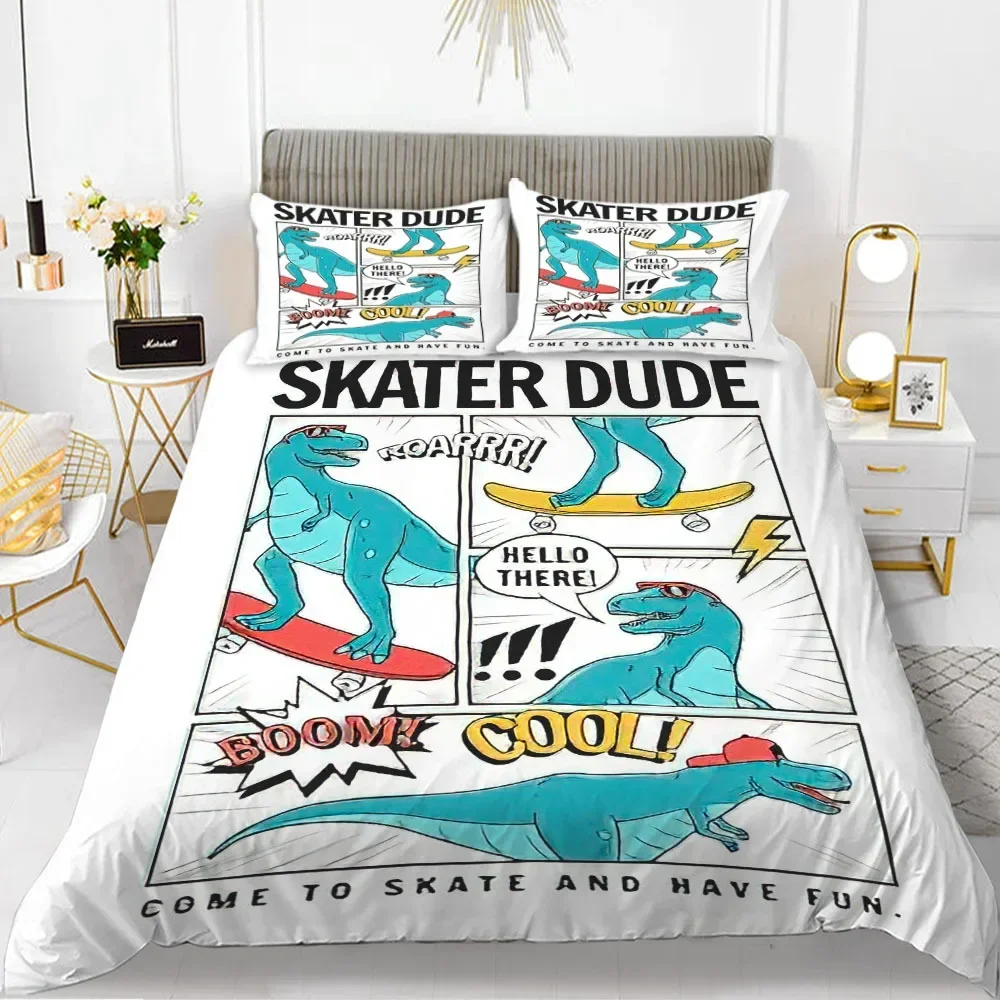 3D Small Dinosaur Cartoon Cute Comfortable Duvet Quilt Cover Pillowcase Bedding Set Children Bedroom Decoration Home Textile