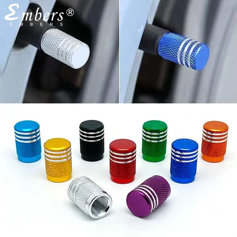 Embers 4PCS Universal Knurled Aluminum Tire Valve Stem Caps Dustproof Anti-Corrosion Wheel Air Valve Covers for Cars SUV Trucks