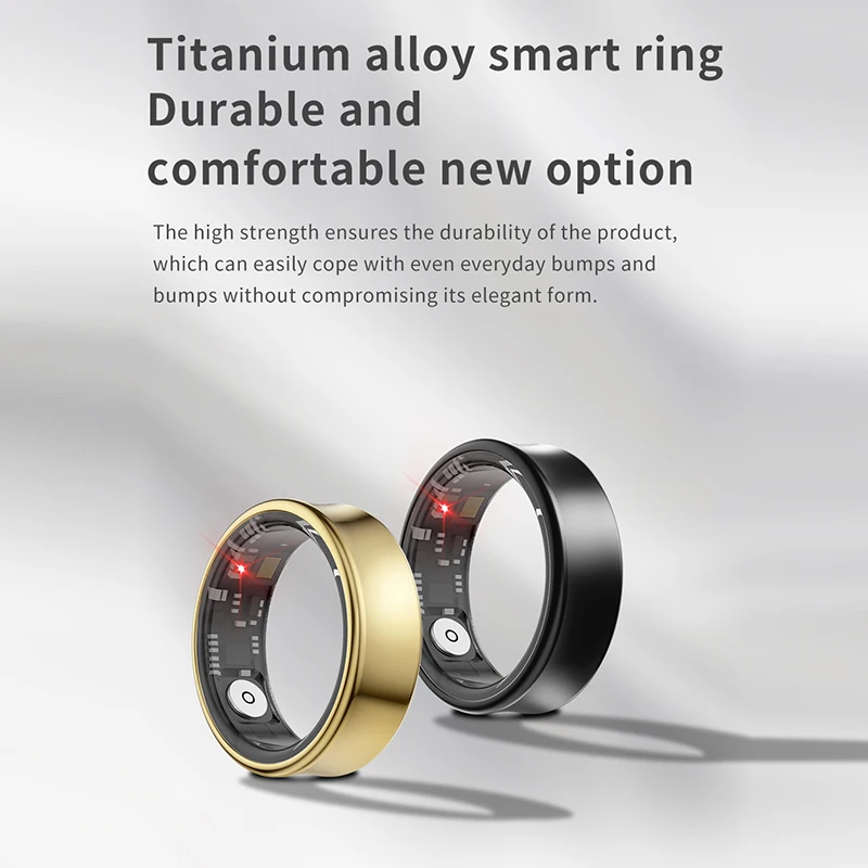 Smart Ring aus Titan legierung mit 5atm wasserdichtem Niveau und Gesten erkennung-Gesundheits monitor Sport modi Kameras teuerung