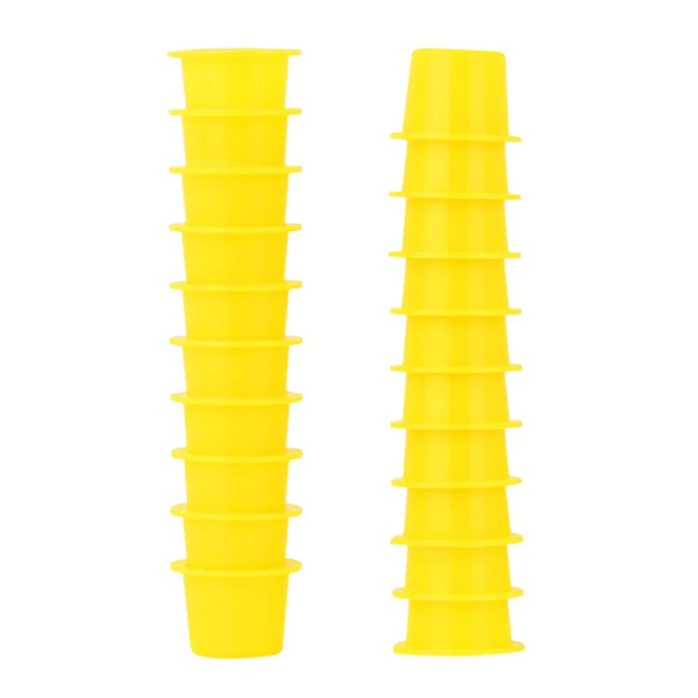 100 قطعة أكواب الصباغ قبعات الحبر البلاستيكية القابل للتصرف للوشم الحاجب رمش ماكياج لوازم واضح صغير الحجم الأصفر أطقم