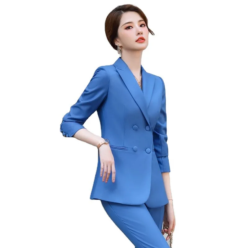 YellowProfessional Suit Set for Women 2023 Autumn/Winter Korean Version High end Fashion Temperament Interview Sales Formal Suit