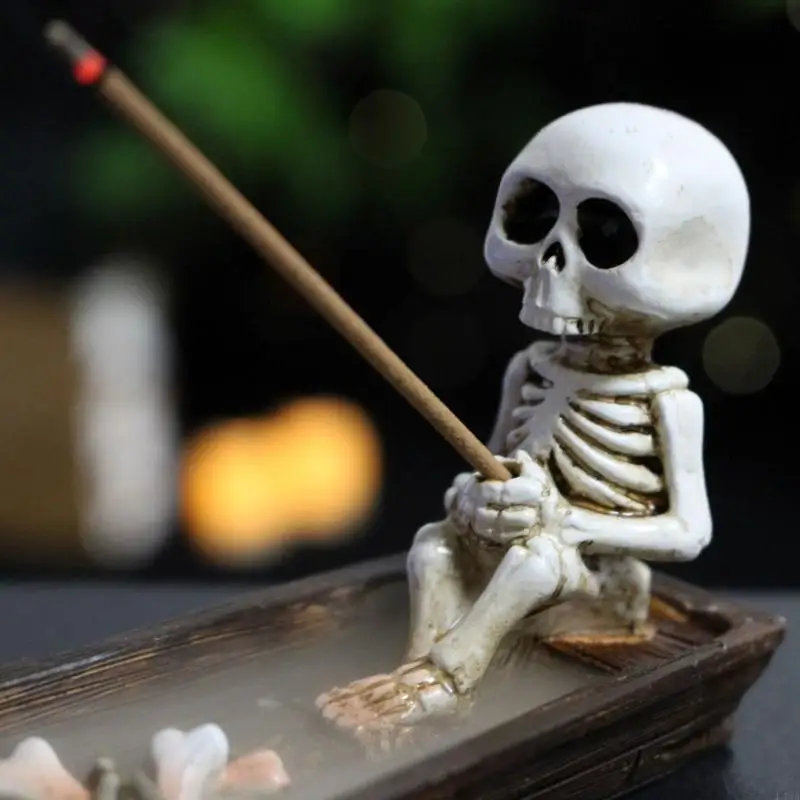 L43A Backflow Incenses Burners Resins Skull Boats Statues Halloween Incenses Holder view 3
