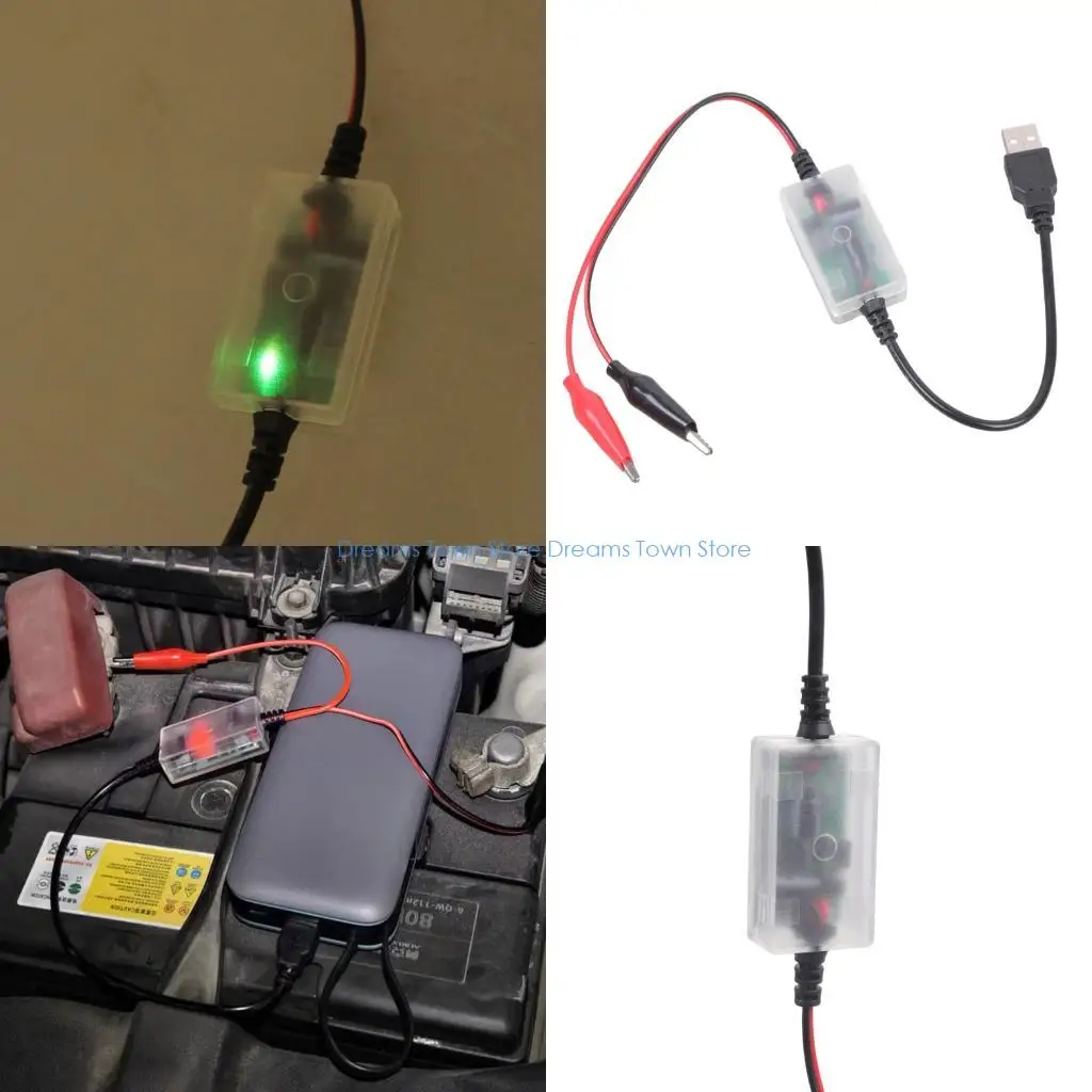 

HX6A Fast Charging USB Cable 5V to 13.8V for Car Motorcycle Battery with LED Light