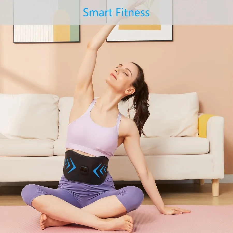 Przenośny stymulator ABS EMS do tonowania mięśni brzucha i całego ciała, sprzęt do ćwiczeń fitness, czarno-niebieski, idealny do użytku domowego i T