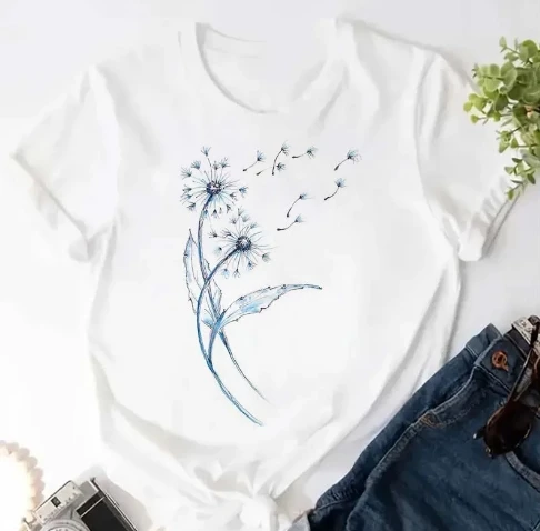 

Women Dandelion 90s Trend Cute Fashion Graphic T Top Cartoon Short Sleeve O-neck Shirt Print Tshirts Female Tee T-Shirt