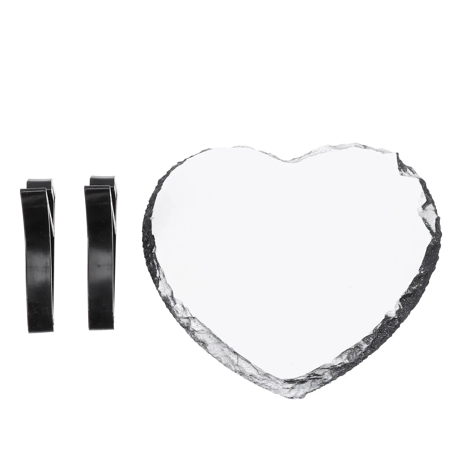 1Set Heart-Shaped Photo Slate Frame Sublimation Picture Frame Desktop Stone Photo Holder for Home Decoration and Gift