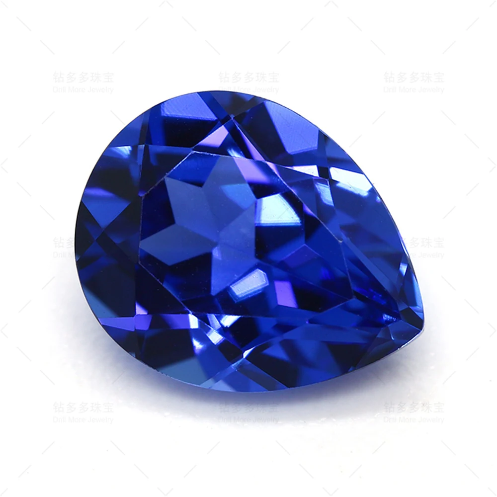 AGL Certified VVS Clarity Blue Sapphire (Drop) Pear Cut Loose Color Lab Grown Sapphire Gemstone