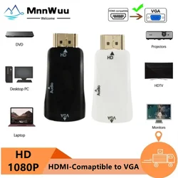 Convertidor HDMI a VGA 1080P, adaptador macho a VGA hembra Compatible con HDMI para PC, portátil, ordenador, proyector de pantalla de TV