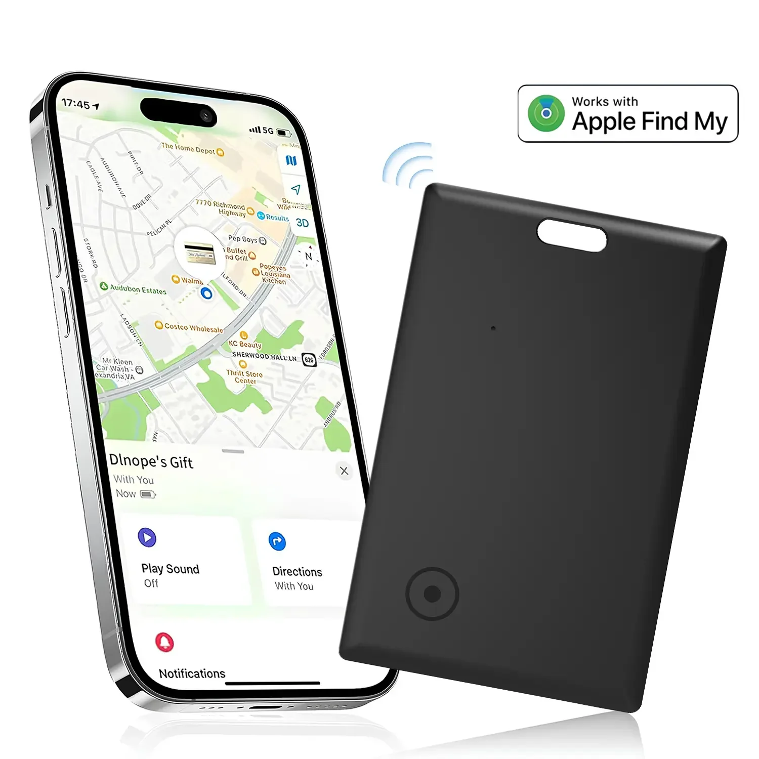 Tarjeta Localizadora Inteligente para Cartera, Compatible con Find My (Solo iOS), Búsqueda por Bluetooth, Localizador GPS Air-Tag, Tarjeta Buscadora de Carteras
