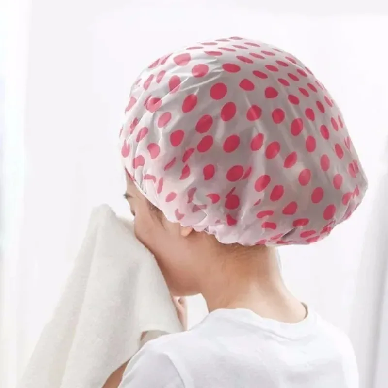 Waterproof Bath Cap Hat Elastic Shower Caps Reusable Bath Head Hair Cover For Women Salon Shower Supplies